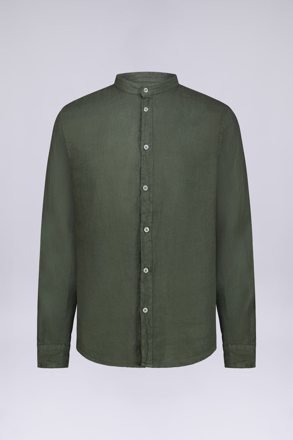 CAMICIA 100% LINO MANICA LUNGA COLLO COREANO