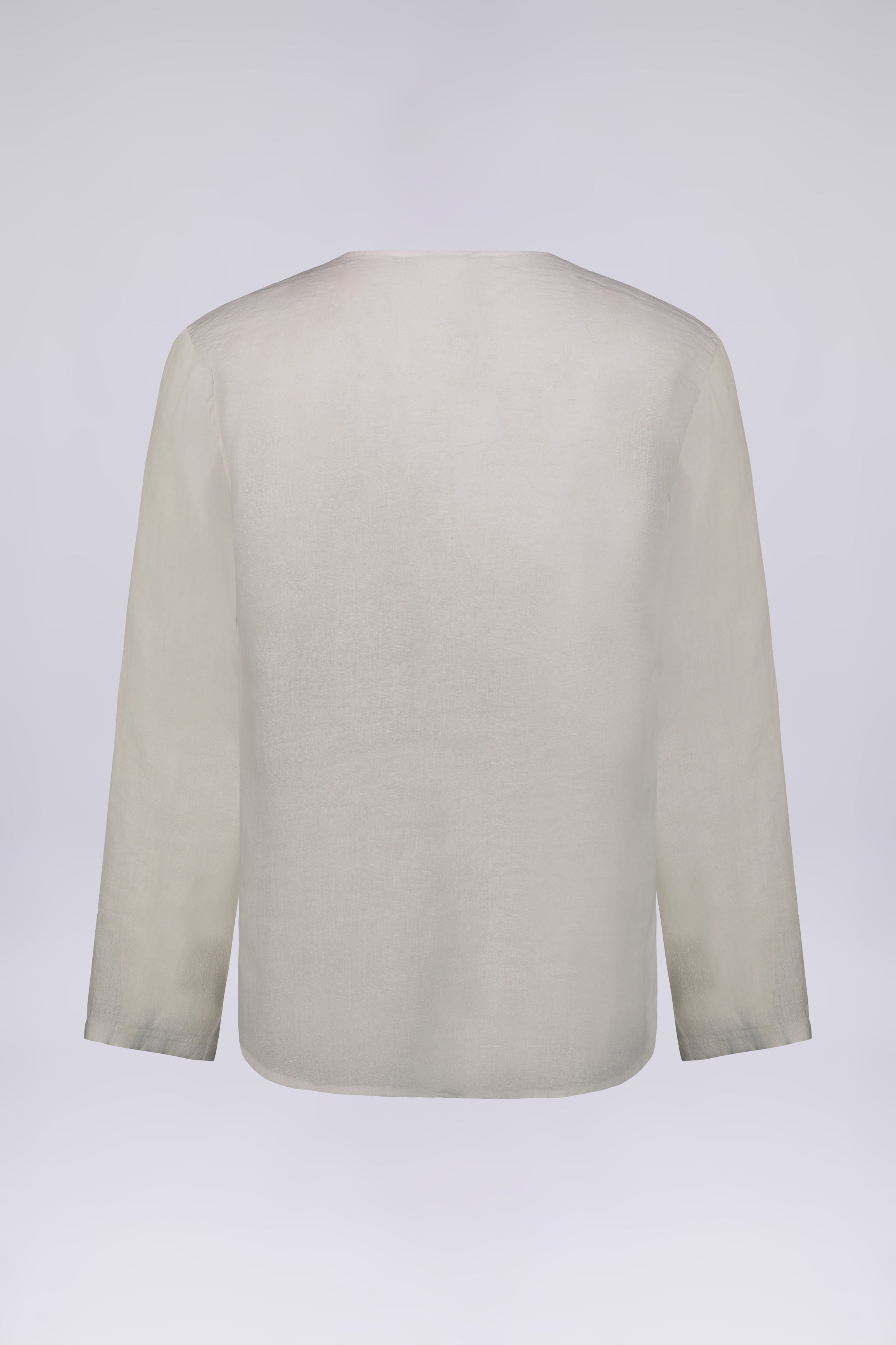 CAMICIA 100% LINO COLLO A V SENZA BOTTONI MANICA LUNGA