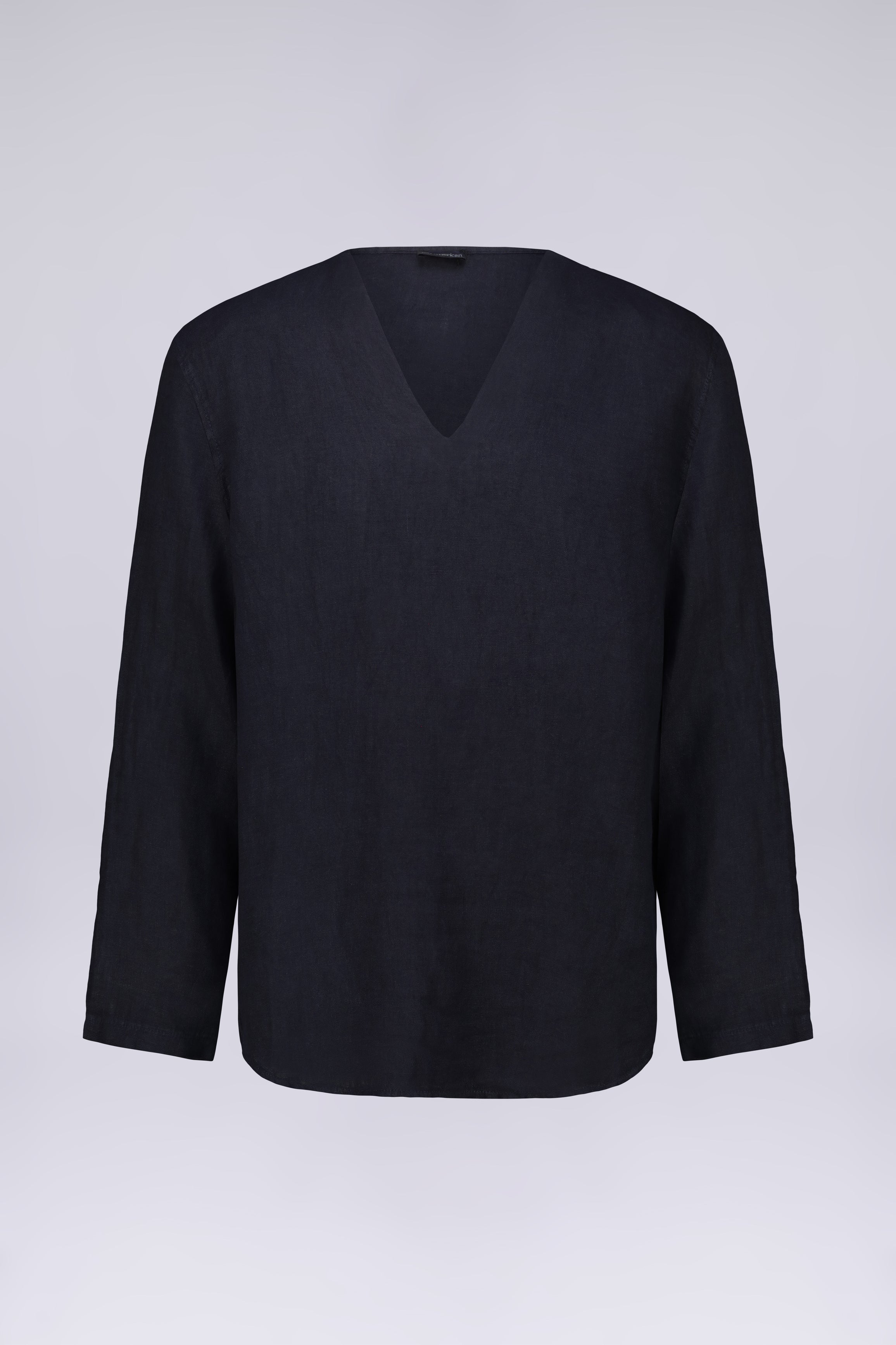 CAMICIA 100% LINO COLLO A V SENZA BOTTONI MANICA LUNGA