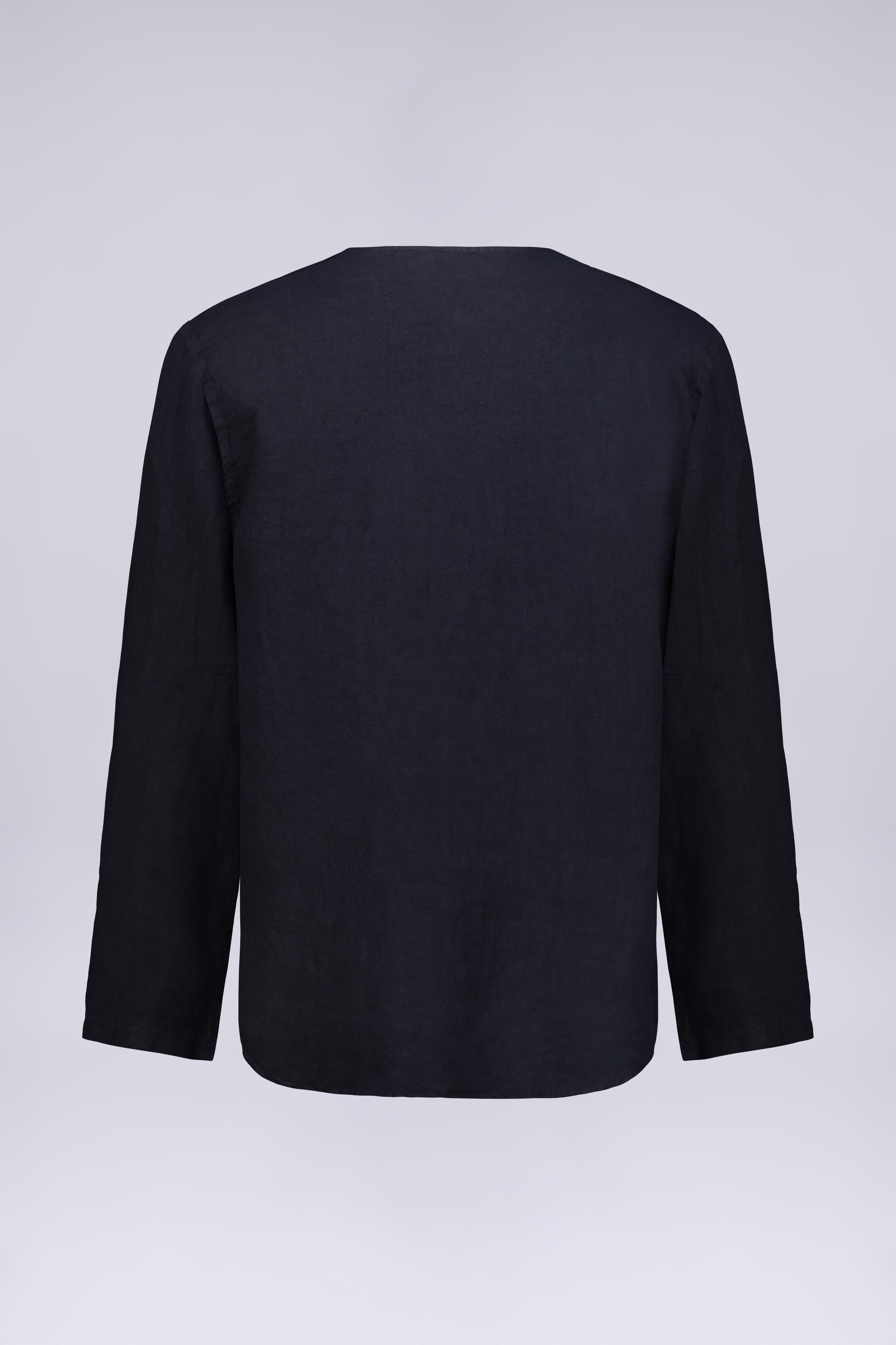 CAMICIA 100% LINO COLLO A V SENZA BOTTONI MANICA LUNGA