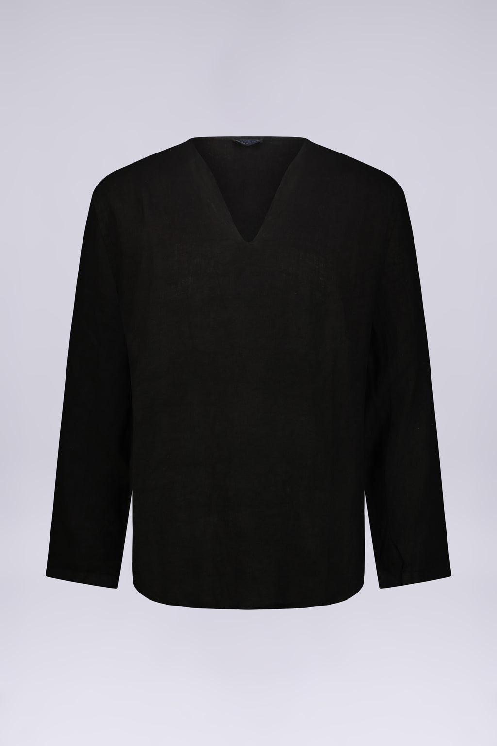CAMICIA 100% LINO COLLO A V SENZA BOTTONI MANICA LUNGA