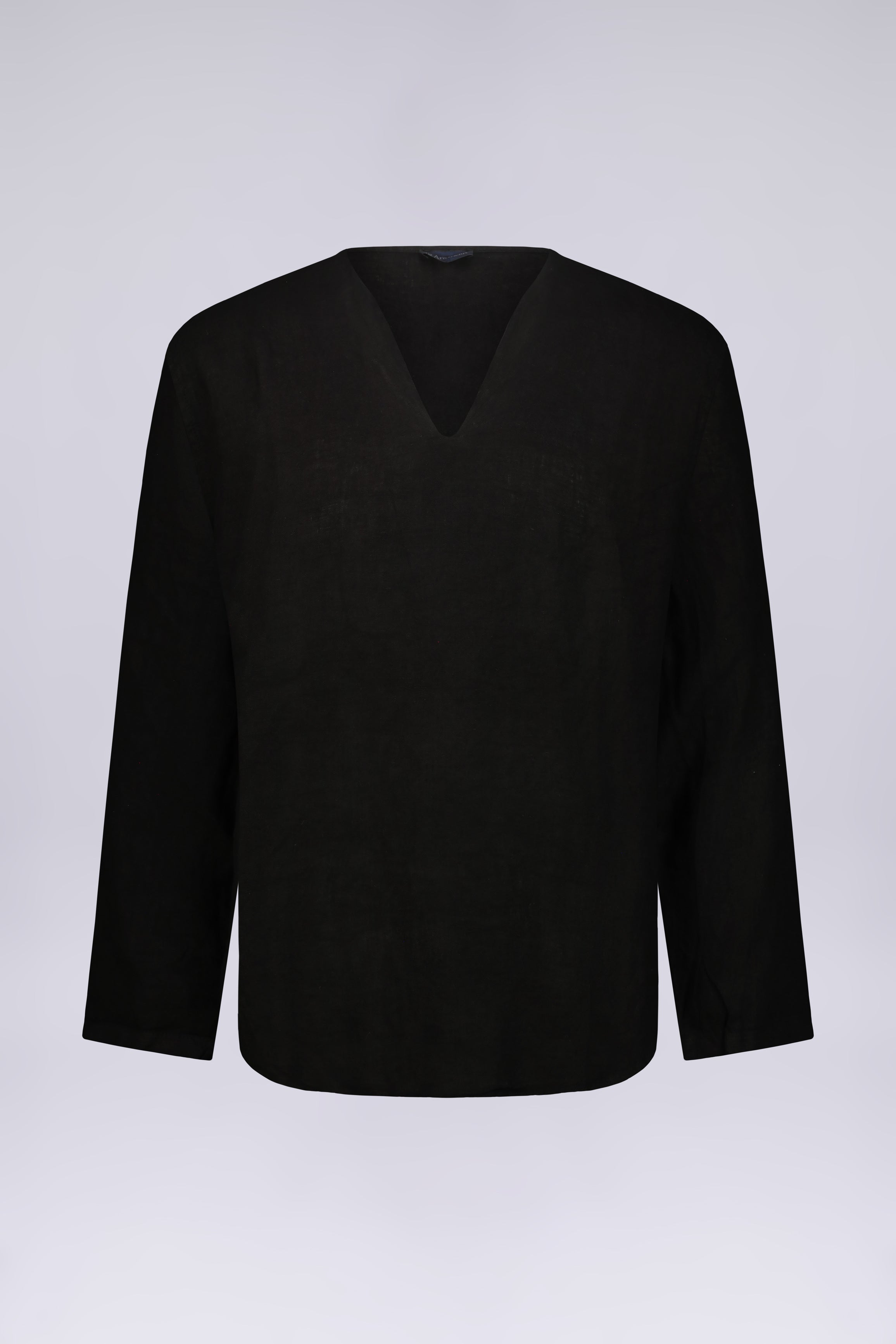 CAMICIA 100% LINO COLLO A V SENZA BOTTONI MANICA LUNGA