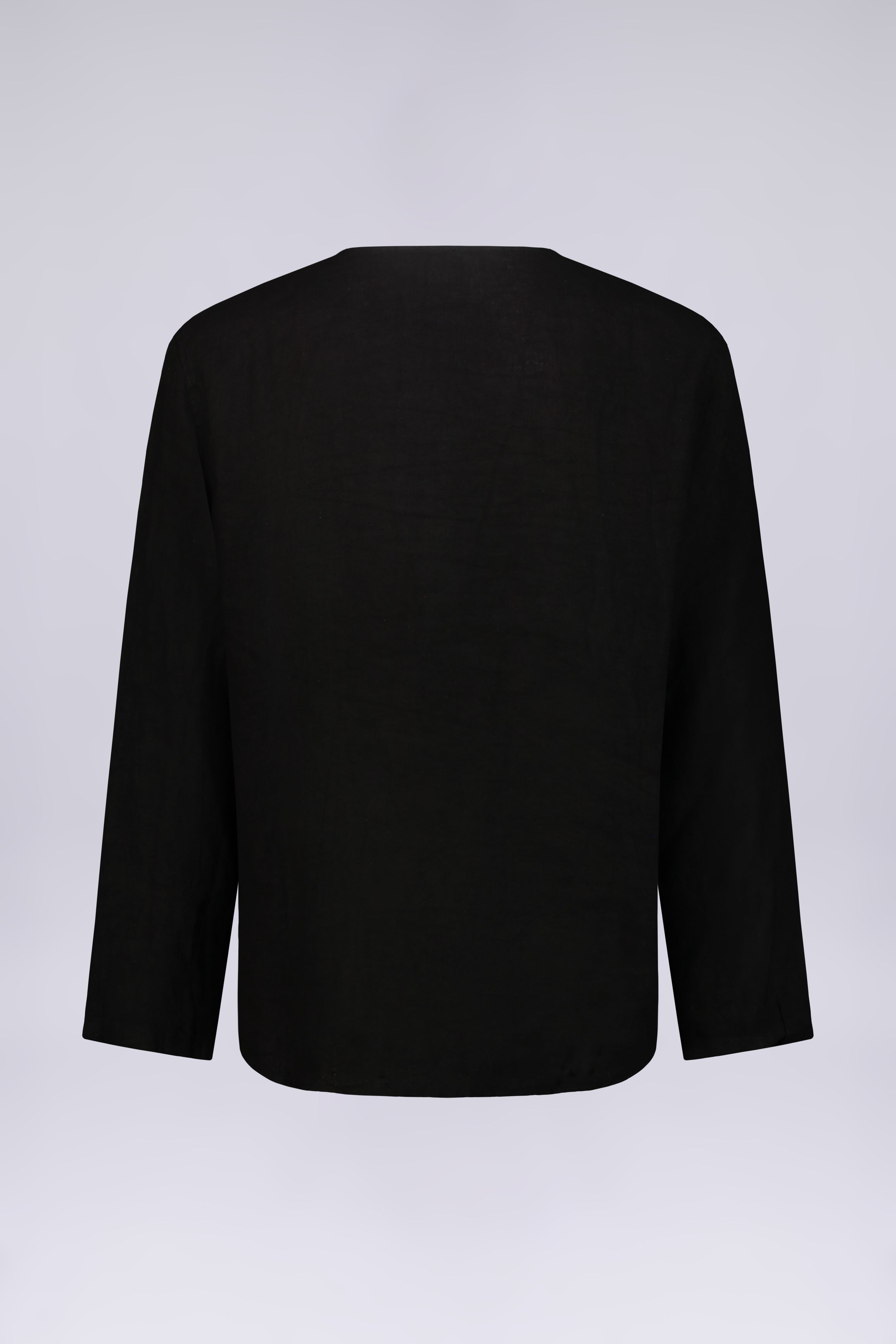 CAMICIA 100% LINO COLLO A V SENZA BOTTONI MANICA LUNGA