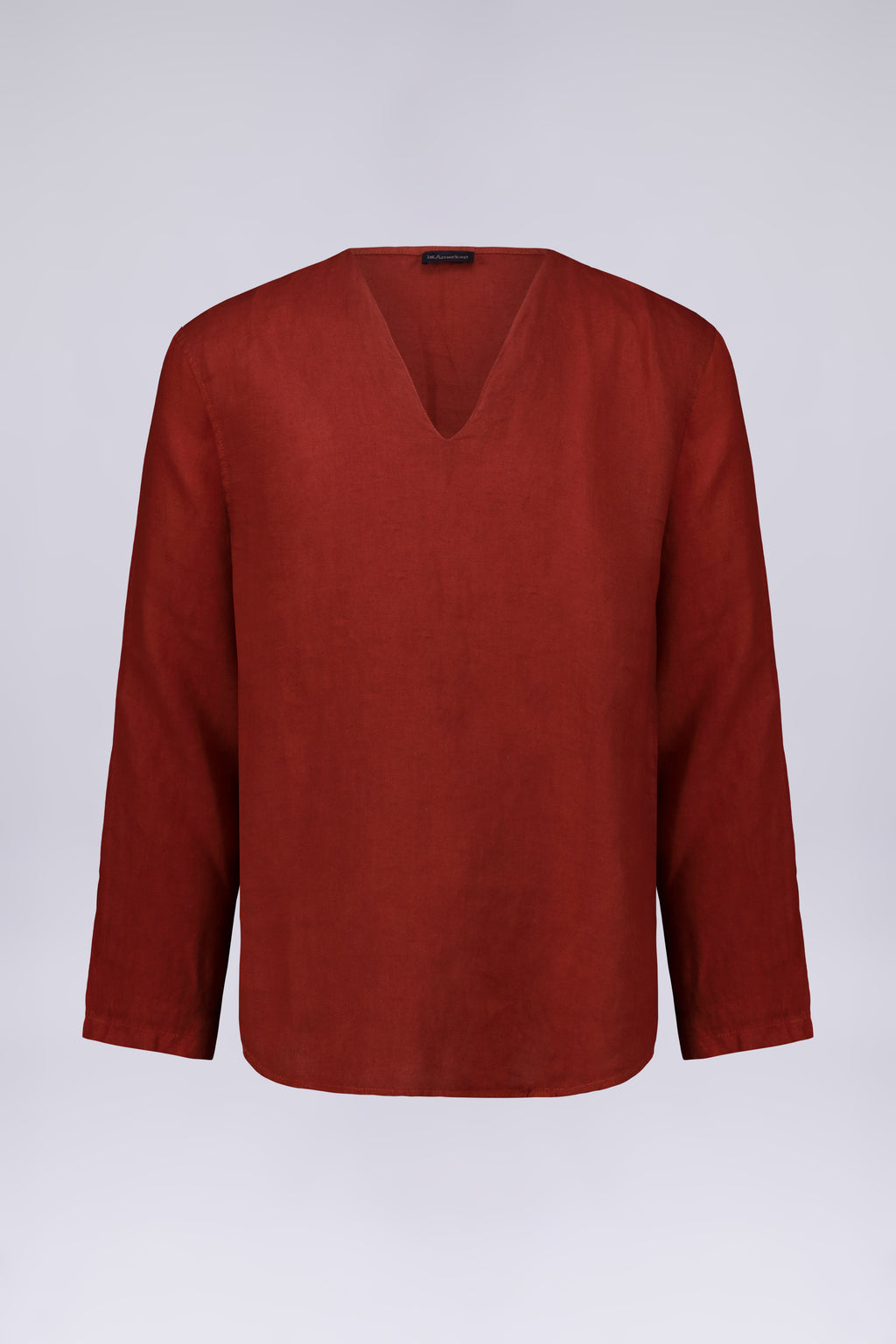 CAMICIA 100% LINO COLLO A V SENZA BOTTONI MANICA LUNGA