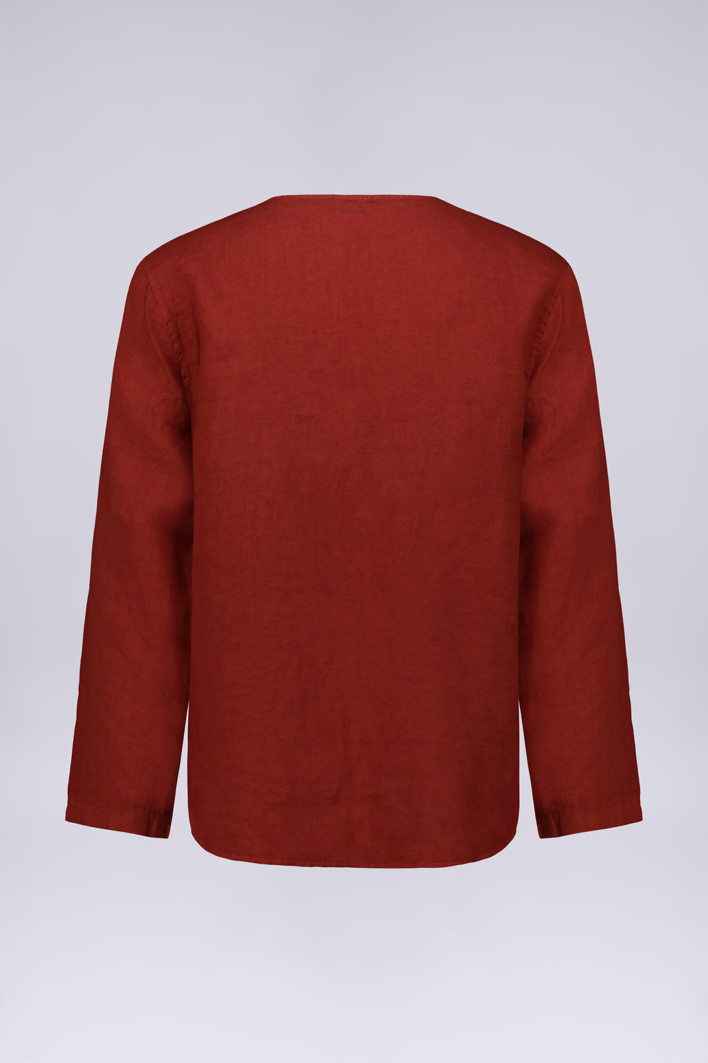 CAMICIA 100% LINO COLLO A V SENZA BOTTONI MANICA LUNGA