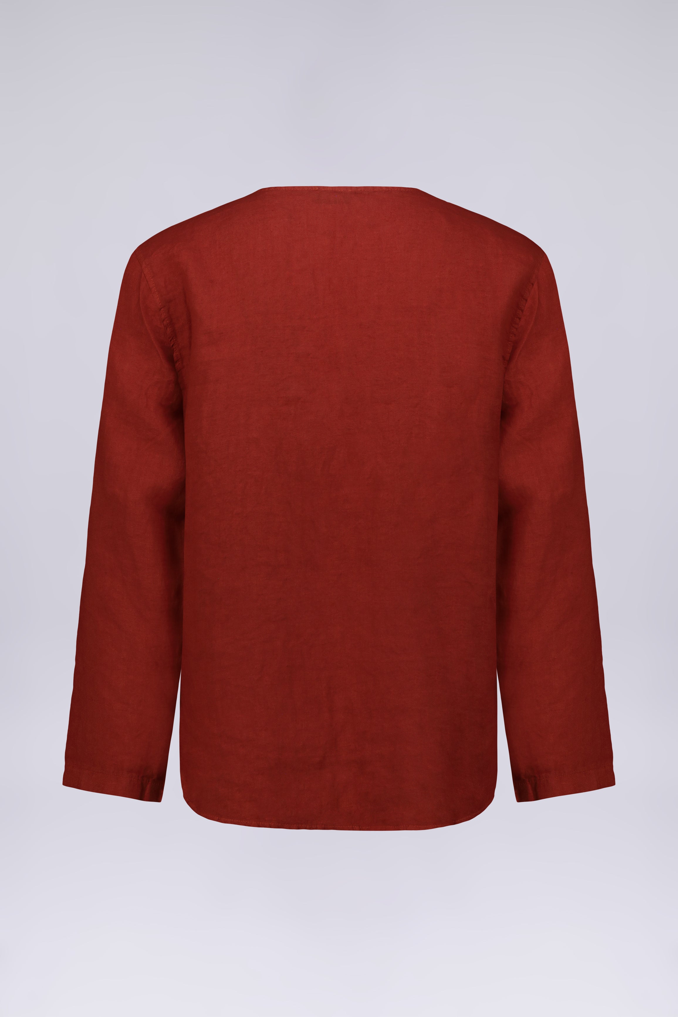 CAMICIA 100% LINO COLLO A V SENZA BOTTONI MANICA LUNGA