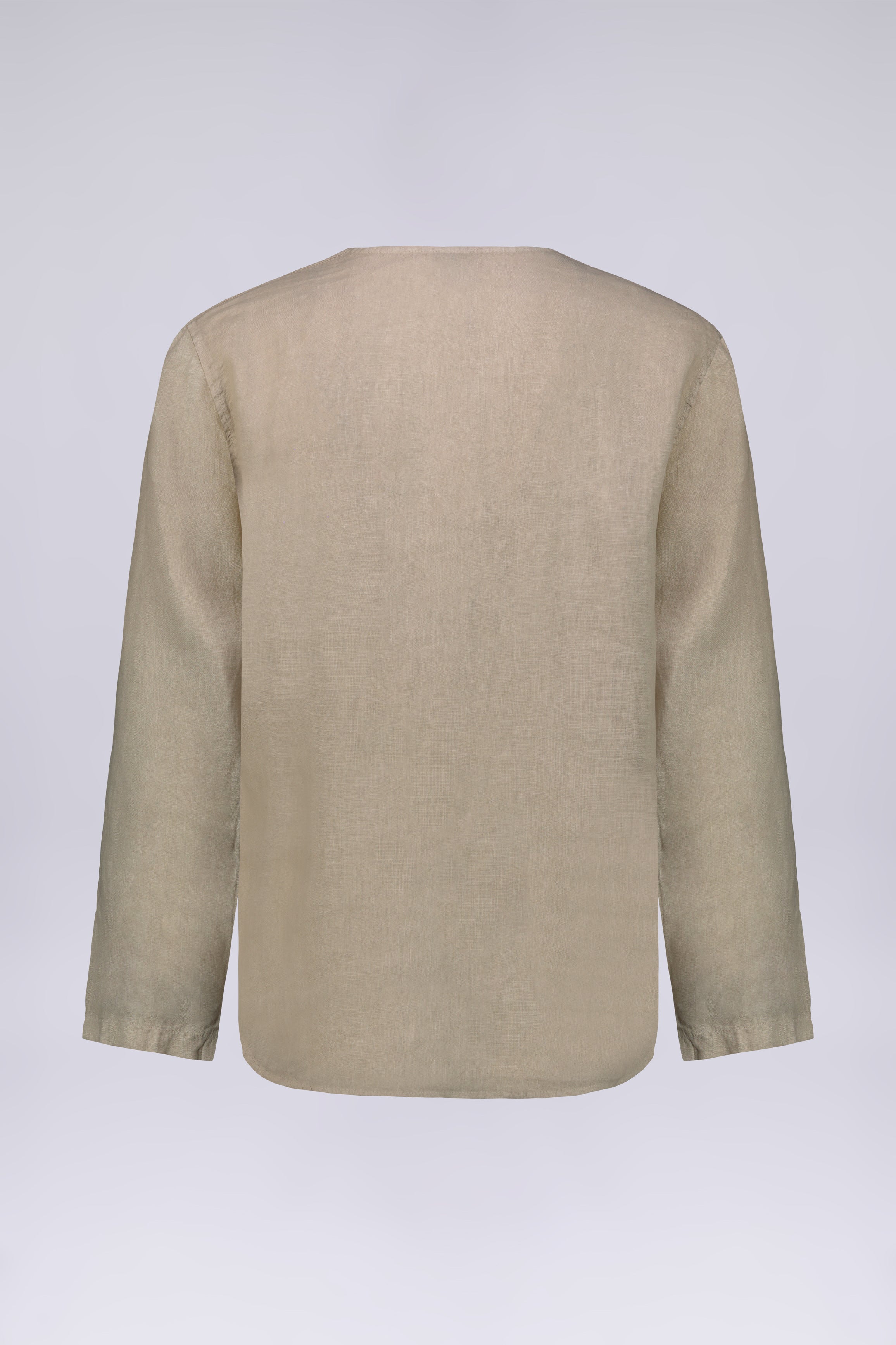 CAMICIA 100% LINO COLLO A V SENZA BOTTONI MANICA LUNGA