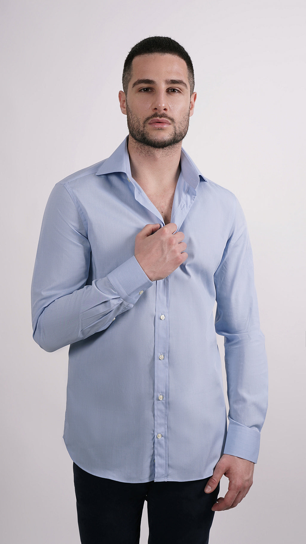 CAMICIA 100% COTONE DOPPIO RITORTO MANICA LUNGA