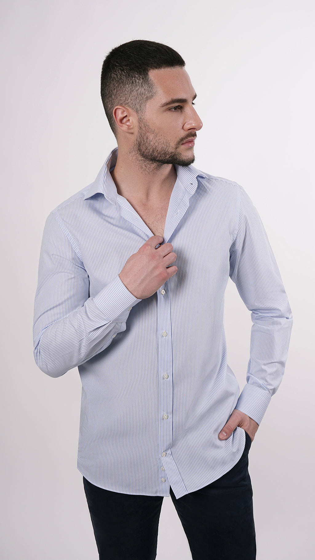 CAMICIA 100% COTONE DOPPIO RITORTO MANICA LUNGA