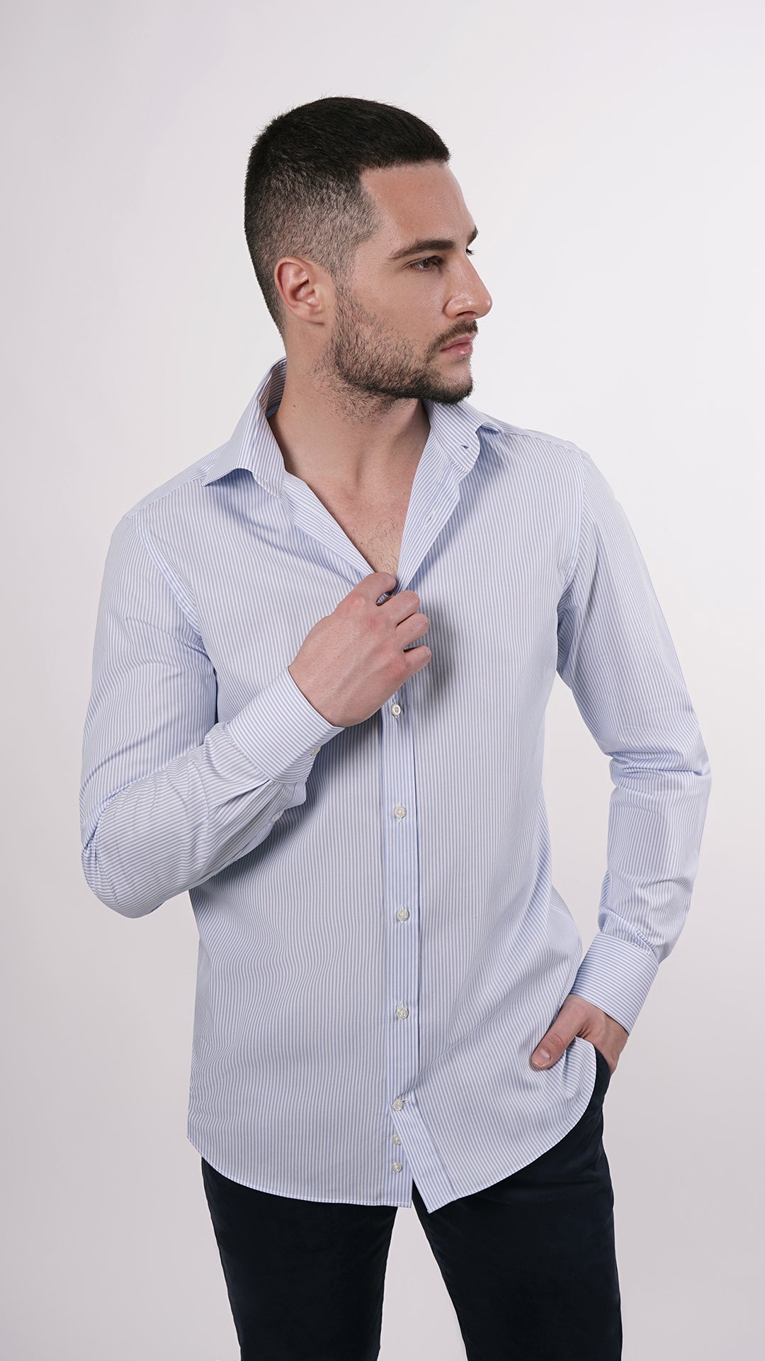 CAMICIA 100% COTONE DOPPIO RITORTO MANICA LUNGA