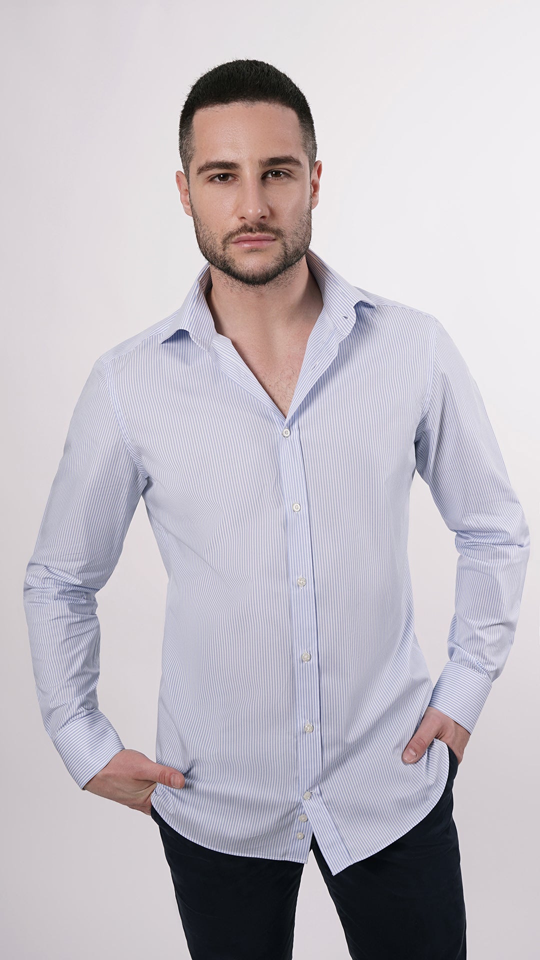 CAMICIA 100% COTONE DOPPIO RITORTO MANICA LUNGA