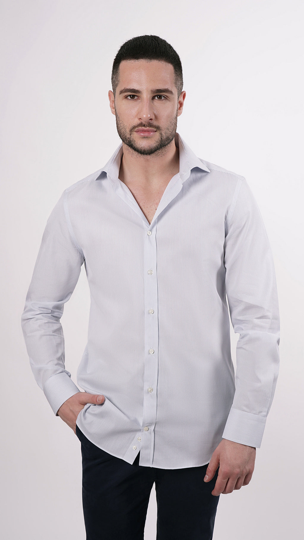 CAMICIA 100% COTONE DOPPIO RITORTO MANICA LUNGA