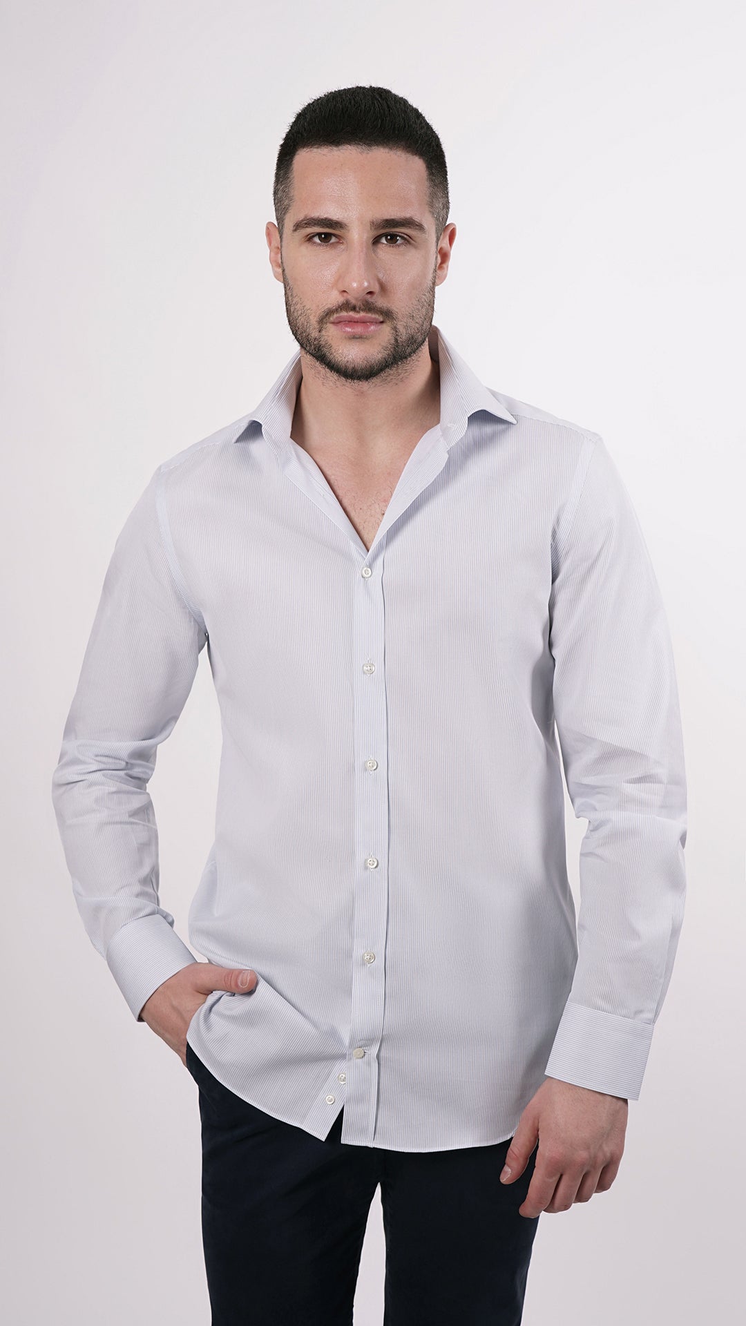 CAMICIA 100% COTONE DOPPIO RITORTO MANICA LUNGA