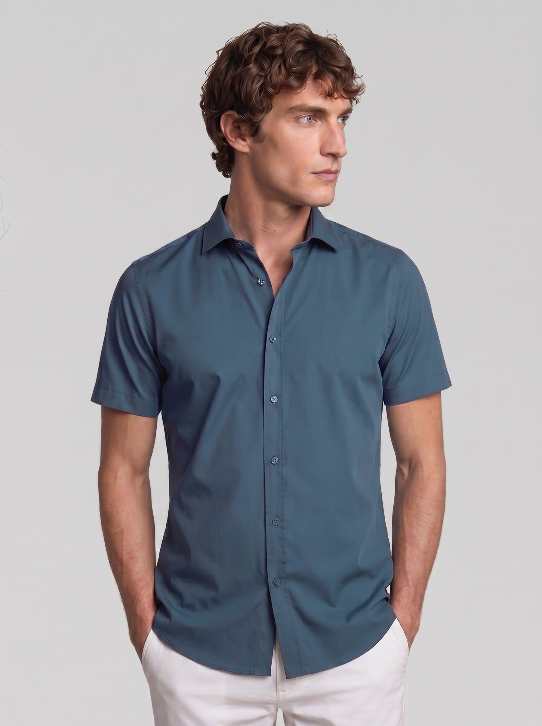CAMICIA 100% COTONE SILK TOUCH MANICA CORTA