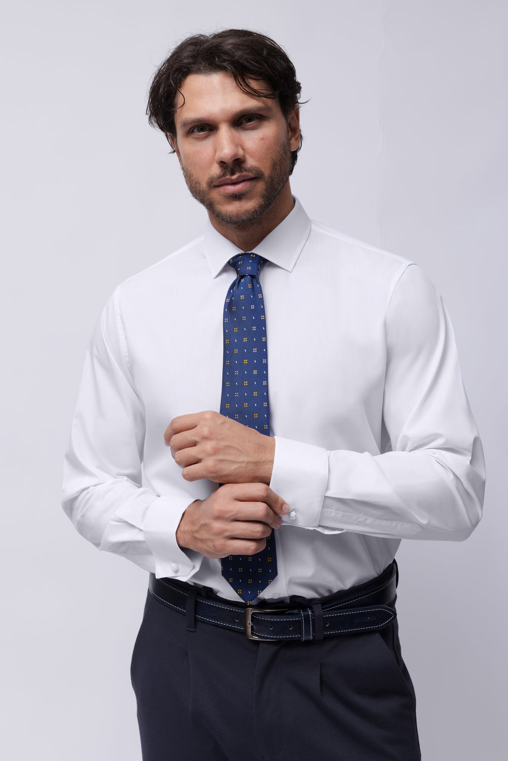 CAMICIA 100% COTONE SILK TOUCH MANICA LUNGA CON GEMELLI