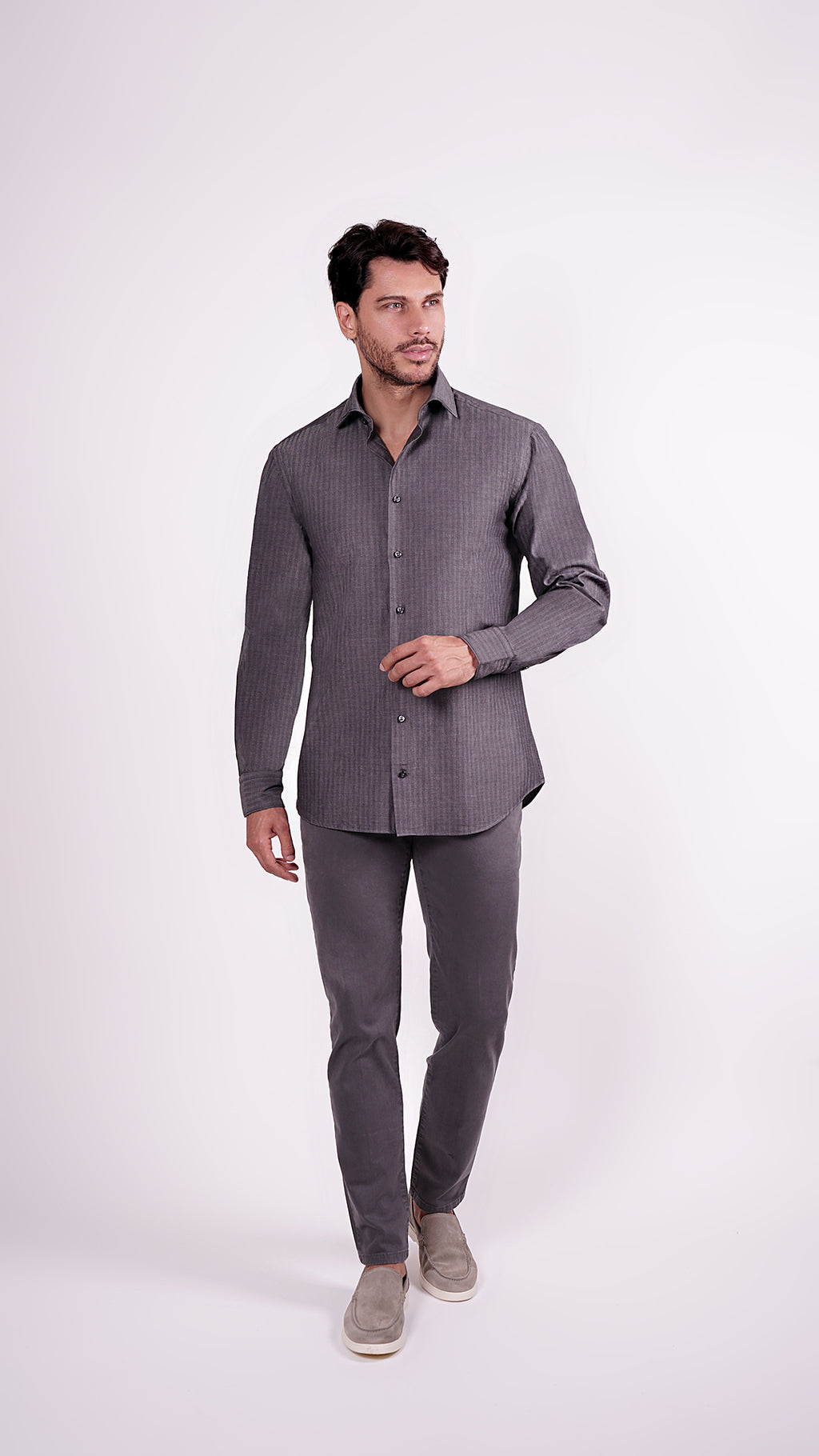 CAMICIA 100% COTONE DOPPIO RITORTO MANICA LUNGA