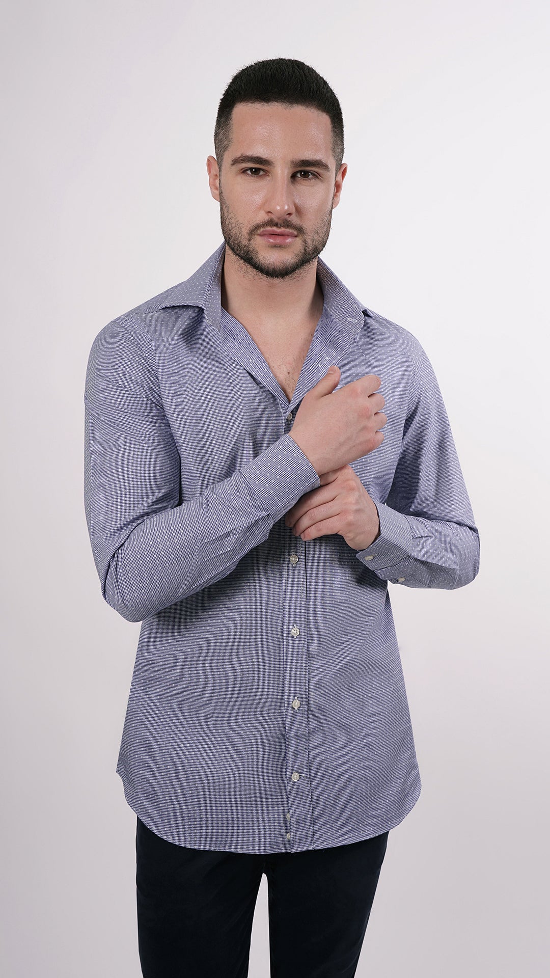 CAMICIA 100% COTONE DOPPIO RITORTO MANICA LUNGA