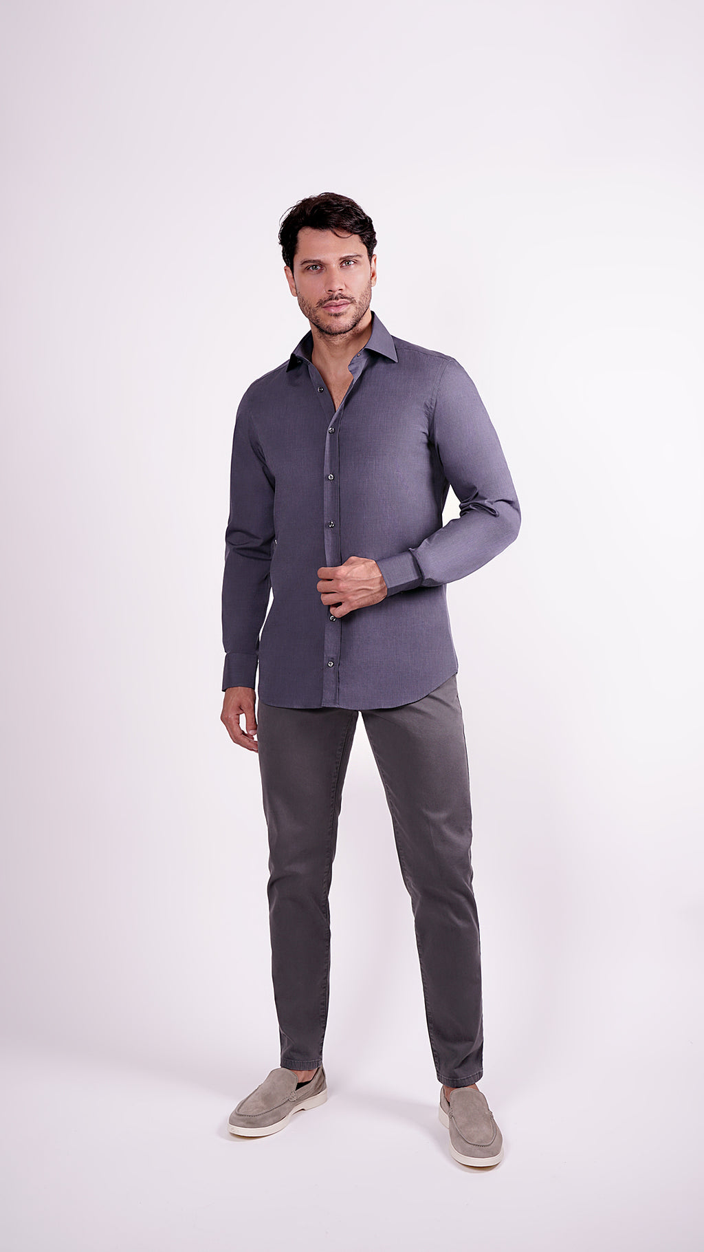 CAMICIA 100% COTONE DOPPIO RITORTO MANICA LUNGA