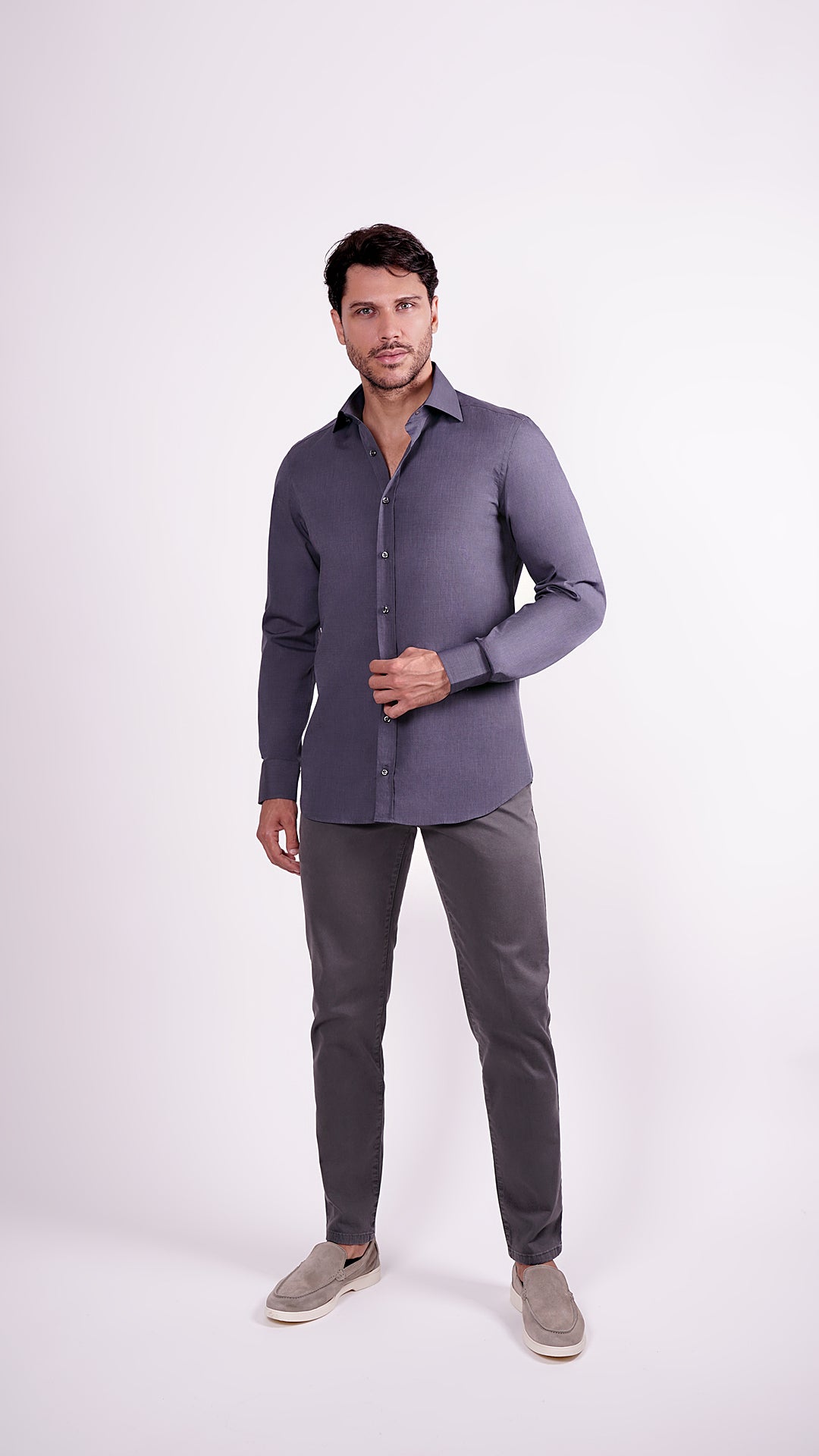 CAMICIA 100% COTONE DOPPIO RITORTO MANICA LUNGA