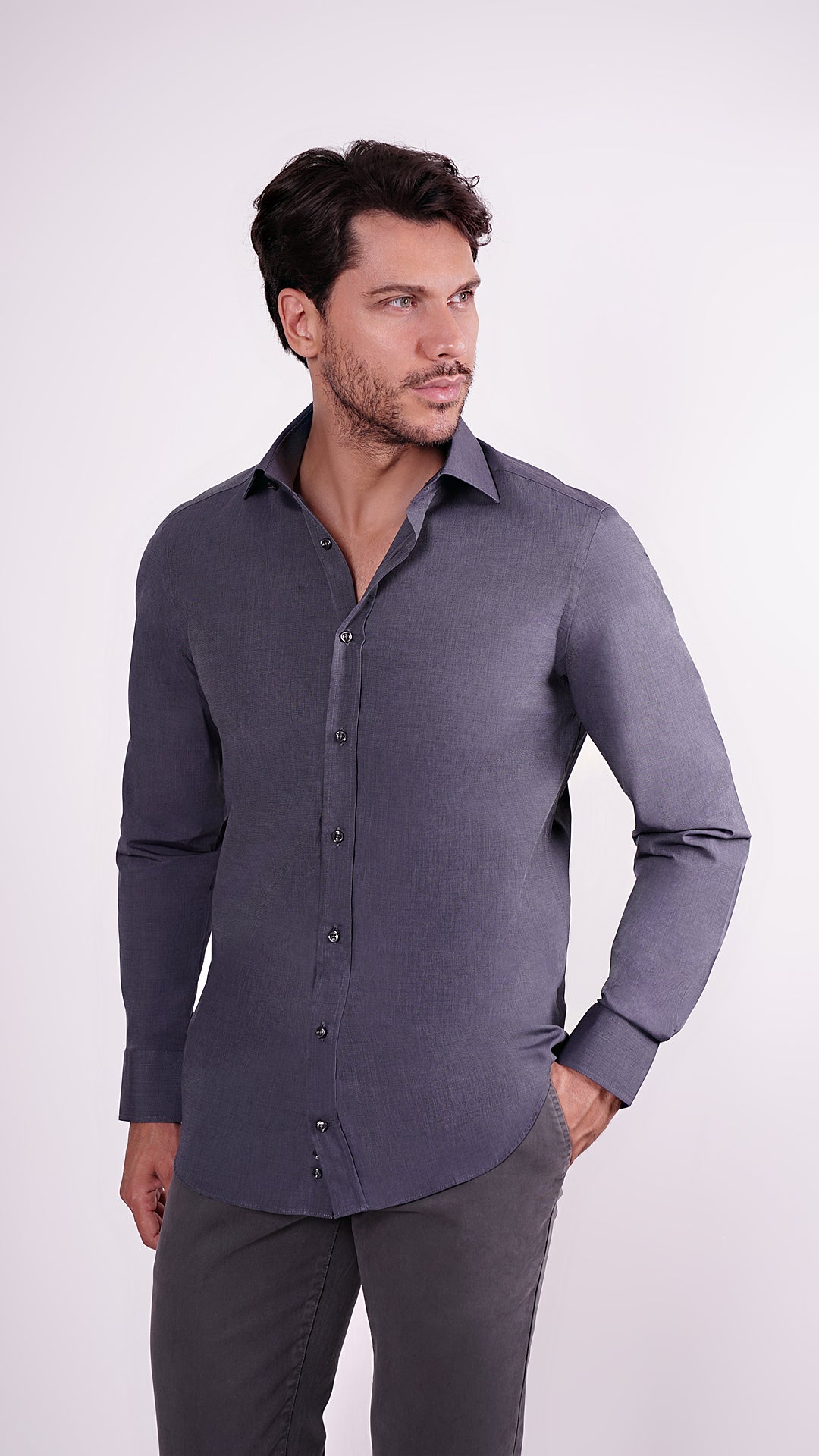 CAMICIA 100% COTONE DOPPIO RITORTO MANICA LUNGA